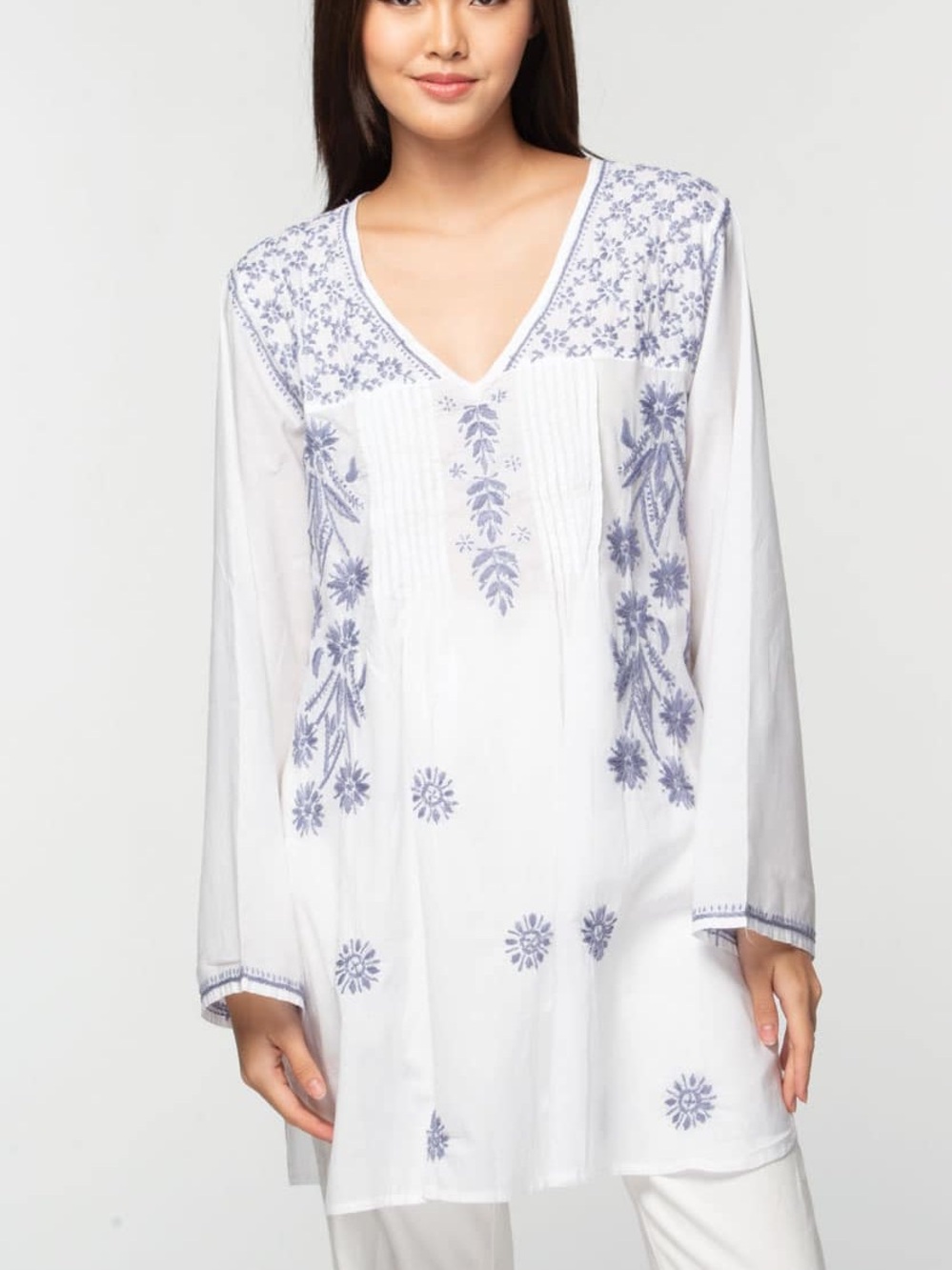 Sevya Handmade Divya Lavender Chikankari Embroidered Tunic Size Small
